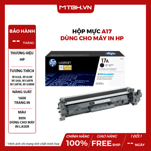 Hộp mực 17A dùng cho máy in HP Pro M102a, Pro M102W, Pro M130