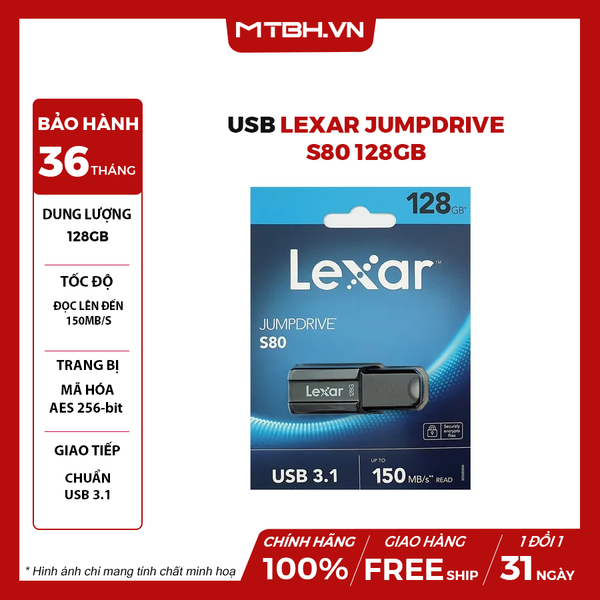 USB LEXAR JUMPDRIVE S80 128GB