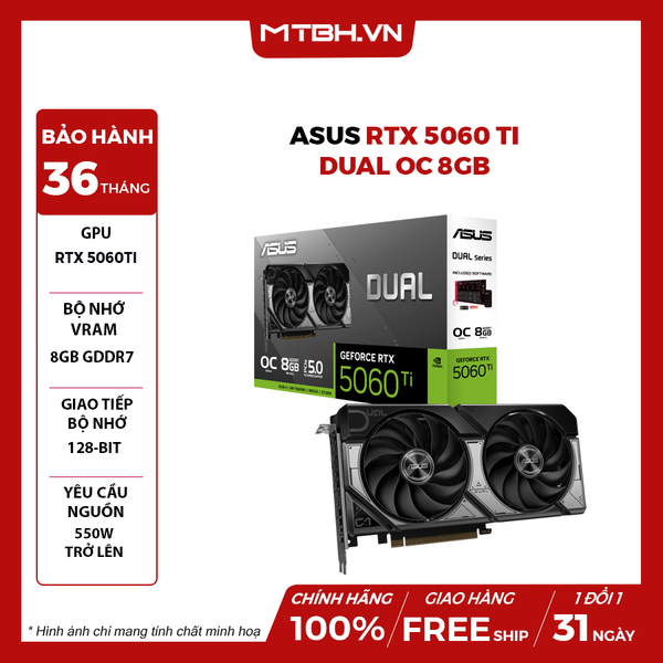 VGA Asus RTX 5060 Ti DUAL OC 8GB