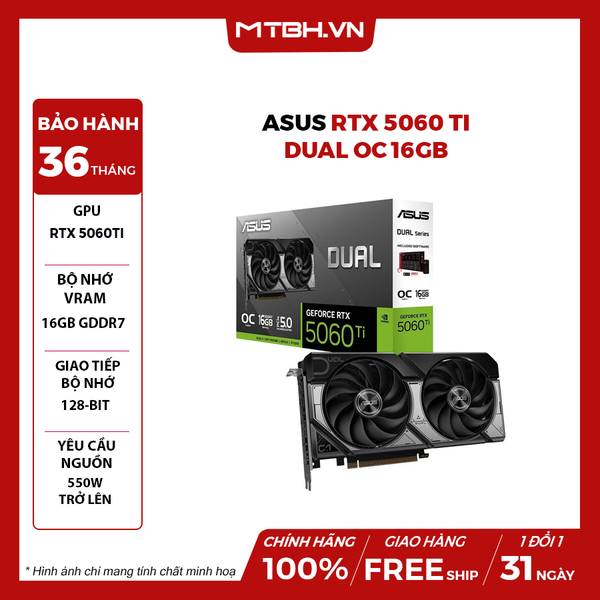 VGA Asus RTX 5060 Ti DUAL OC 16GB