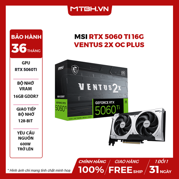 VGA MSI RTX 5060 Ti 16G VENTUS 2X OC PLUS