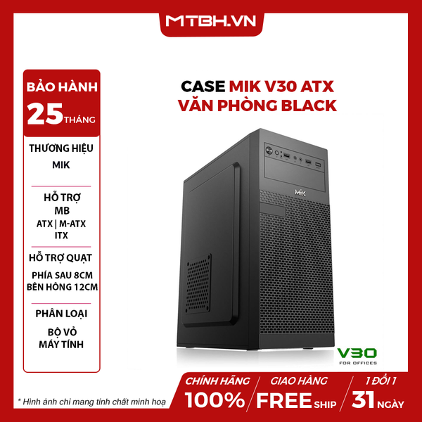 Case Mik V30 ATX Văn Phòng Black
