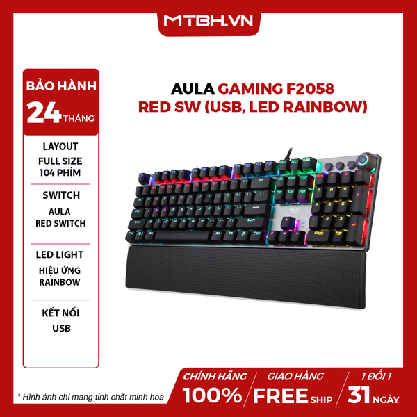 Bàn Phím Cơ AULA Gaming F2058 RED Sw (USB, LED Rainbow)