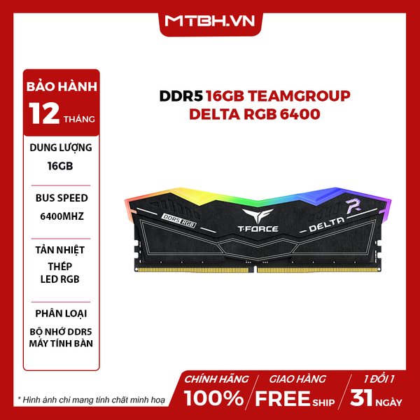 Ram DDR5 16GB TEAMGROUP DELTA RGB 16GB 6400