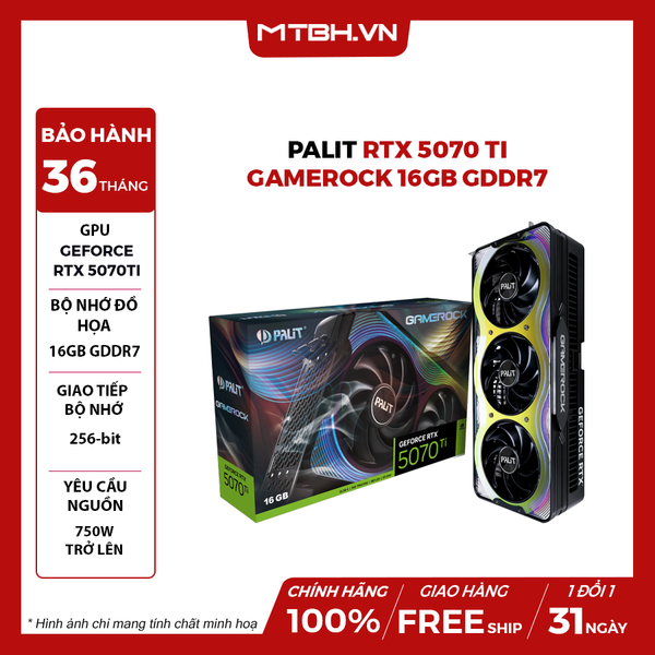 VGA Palit RTX 5070 Ti GameRock 16GB GDDR7
