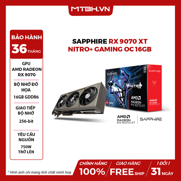 VGA SAPPHIRE RX 9070 XT NITRO+ GAMING OC 16GB
