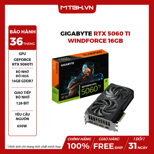 VGA Gigabyte RTX 5060 Ti WINDFORCE 16GB