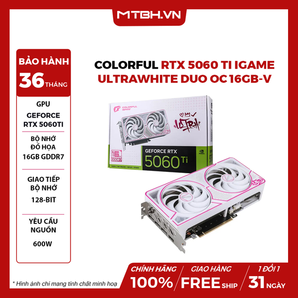 VGA Colorful RTX 5060 Ti iGame UltraWhite DUO OC 16GB-V
