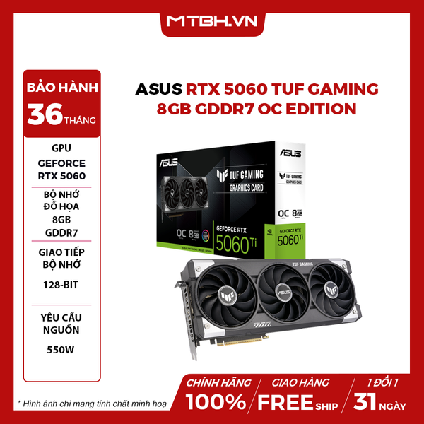 VGA ASUS RTX 5060 TUF Gaming 8GB GDDR7 OC Edition