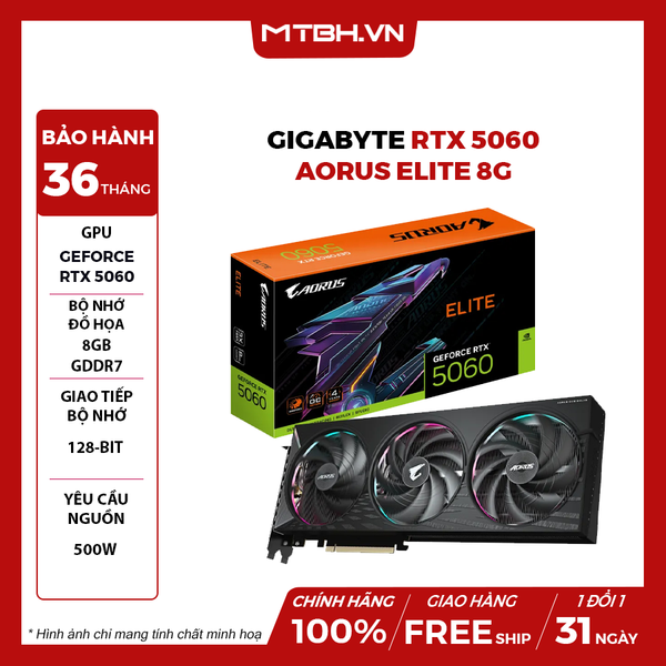 VGA Gigabyte RTX 5060 AORUS ELITE 8G