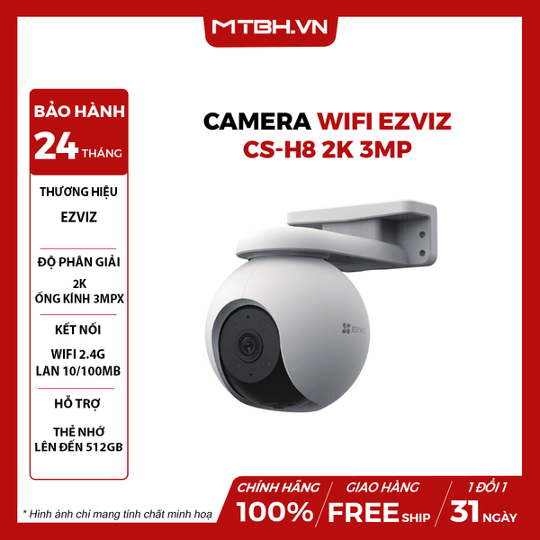 CAMERA WIFI Ezviz CS-H8 2K 3MP Ngoài Trời Thông Minh