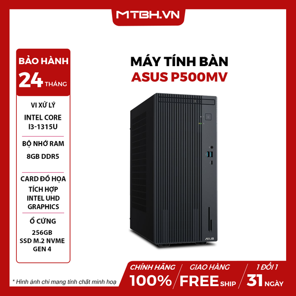 PC ASUS P500MV i3-1315U/8GD5/256G-SSD/TPM/WF6/BT5/KB/M /180W/W