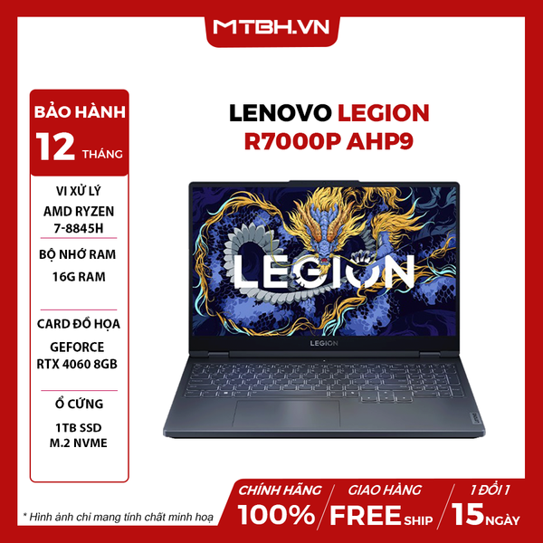 LAPTOP GAMING LENOVO LEGION R7000P AHP9 RYZEN 7-8845H | RTX 4060 8GB | 16GB RAM | 1TB SSD | 16