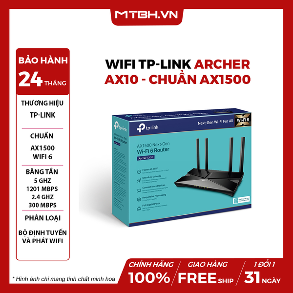 BỘ PHÁT WIFI TP-Link Archer AX10 - CHUẨN AX1500