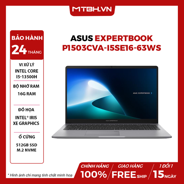 LAPTOP ASUS EXPERTBOOK P1503CVA-i5SE16-63WS Core i5-13500H | 16GB RAM | 512GB SSD | 15.6 FHD | Win 11 | Xám