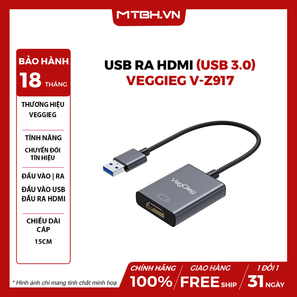 Cáp chuyển USB ra HDMI (USB 3.0) VEGGIEG V-Z917
