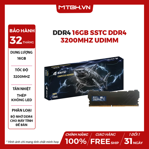 RAM DDR4 16GB SSTC DDR4 3200MHz UDIMM TẢN NHIỆT
