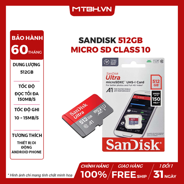 Thẻ Nhớ SanDisk Ultra 512gb micro SD Class 10