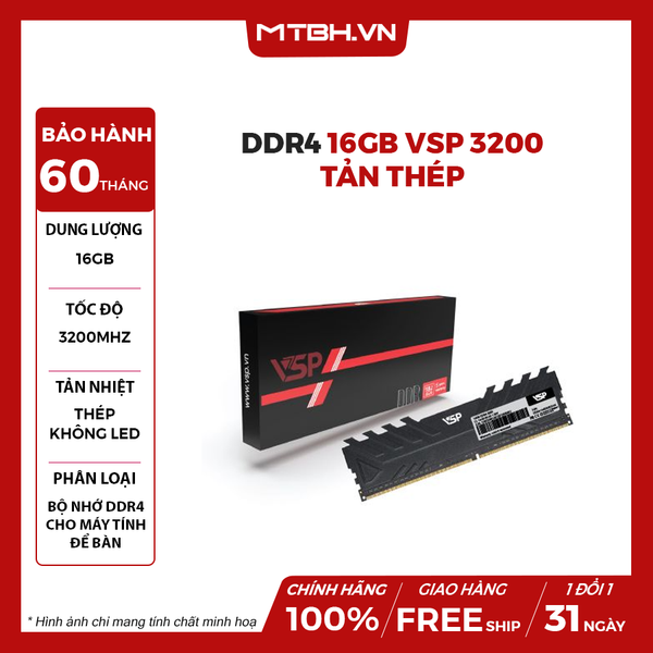 RAM DDR4 16GB VSP 3200 TẢN THÉP
