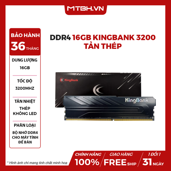 RAM DDR4 16GB KINGBANK 3200 TẢN THÉP