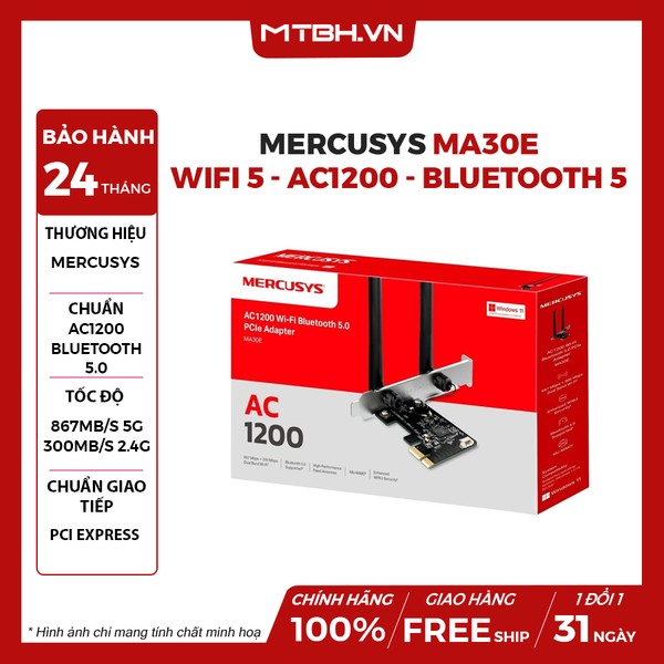 Card Mercusys MA30E WiFi 5 | AC1200, Bluetooth 5