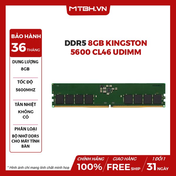 RAM DDR5 8GB Kingston 5600 CL46 UDIMM (KVR56U46BS6-8)