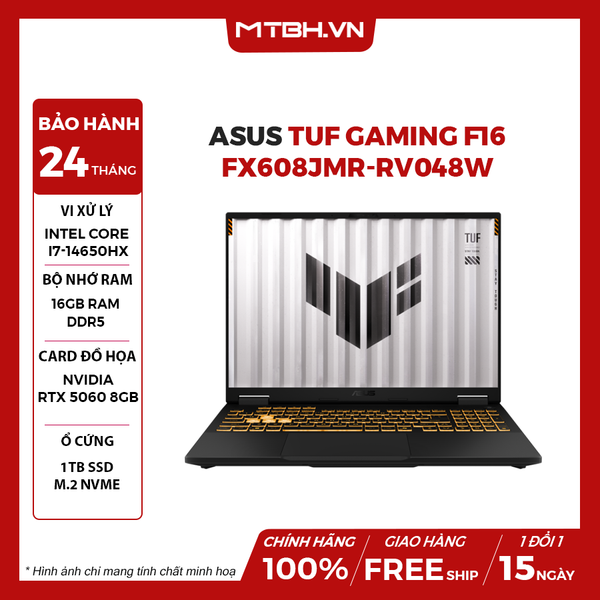 LAPTOP ASUS TUF GAMING F16 FX608JMR-RV048W CORE i7-14650HX | RTX 5060 8GB | 16GB RAM | 1TB SSD | 16' WUXGA 165Hz | Win 11