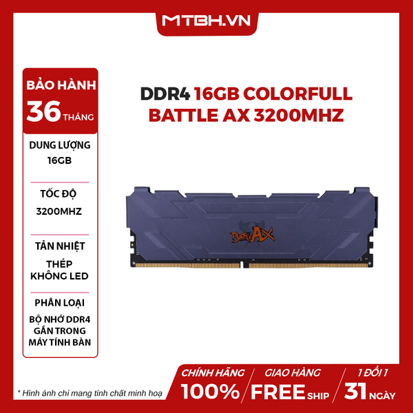 RAM DDR4 16GB COLORFUL Battle AX 3200Mhz
