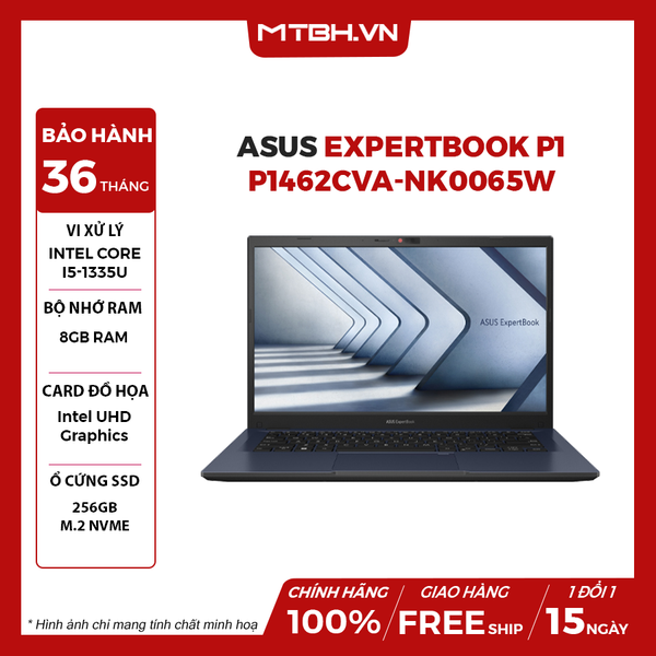 LAPTOP ASUS EXPERTBOOK P1 P1462CVA-NK0065W Core i5-1335U | 8GB RAM | 256GB SSD | Intel UHD Graphics | 14' FHD | Win 11