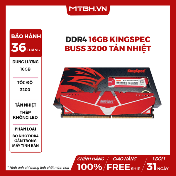 RAM DDR4 16GB KINGSPEC BUSS 3200 TẢN