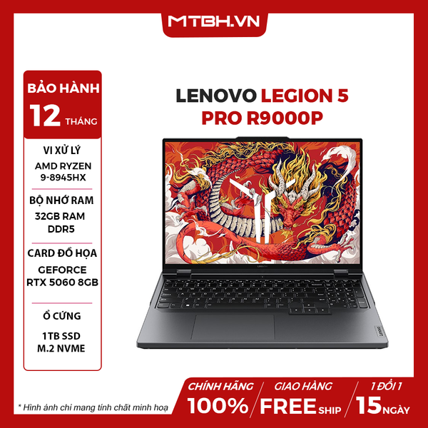 LAPTOP GAMING LENOVO LEGION 5 PRO R9000P RYZEN 9-8945HX | RTX 5060 8GB | 32GB RAM | 1TB SSD | 16