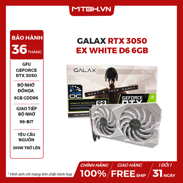 VGA Galax RTX 3050 EX WHITE D6 6GB