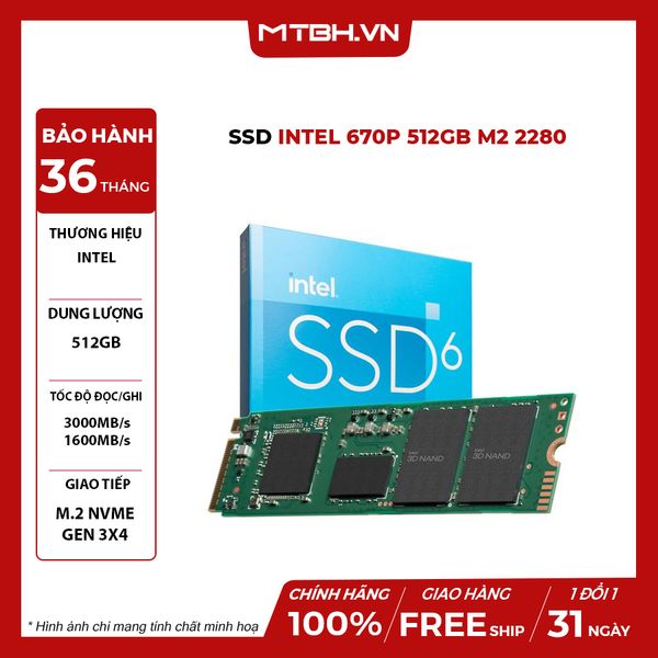 SSD Intel 670P 512GB M2 2280 PCIe NVMe Gen 3×4