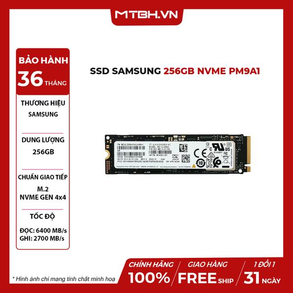 SSD Samsung 256GB NVMe PM9A1 M.2 PCIe Gen4 x4 NOBOX BH 3 NĂM