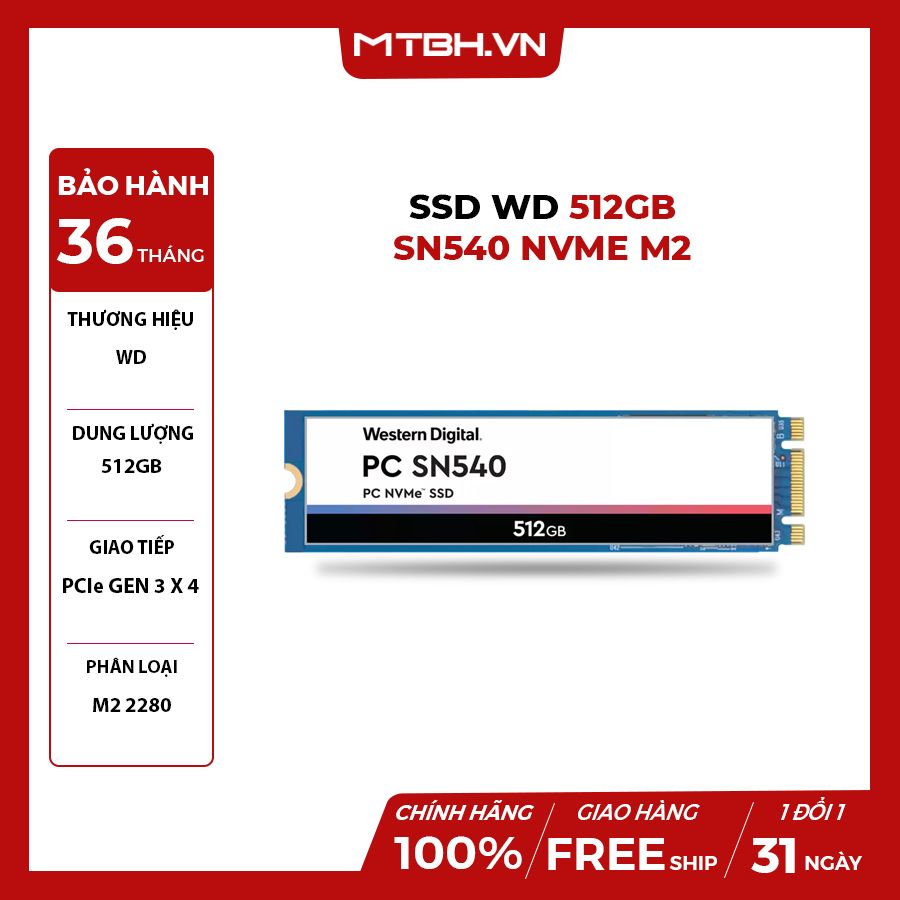SSD WD 512GB SN540 NVMe M2 NEW – Máy Tính Biên Hòa