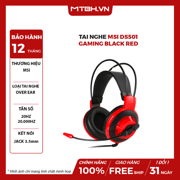 TAI NGHE MSI DS501 GAMING BLACK RED