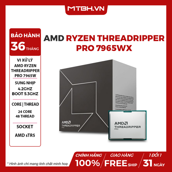 CPU AMD RYZEN THREADRIPPER PRO 7965WX (24 NHÂN 48 LUỒNG / 4.2 - 5.3 GHZ / 152MB ) BOX CHÍNH HÃNG