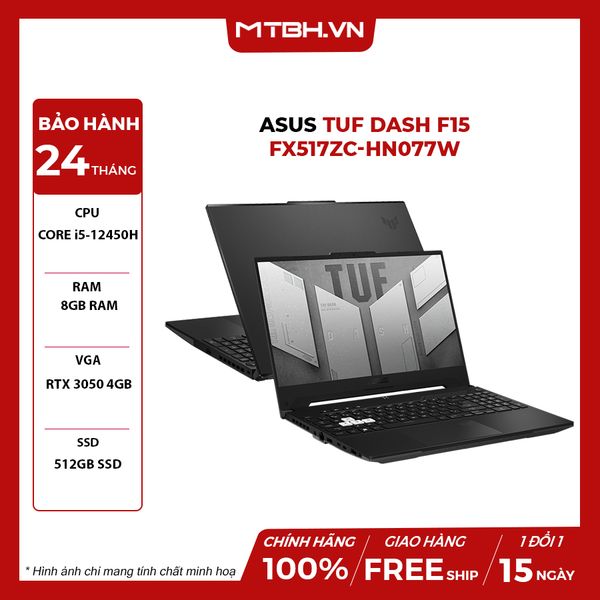 LAPTOP ASUS TUF DASH F15 FX517ZC-HN077W CORE i5-12450H | RTX 3050 4GB | 8GB RAM | 512GB SSD | 15.6' FHD 144Hz | Win 11