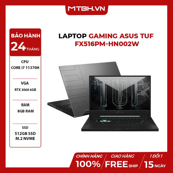 LAPTOP GAMING ASUS TUF FX516PM-HN002W CORE i7 11370H | RTX 3060 6GB | 8GB RAM | 512GB SSD | 15.6 FHD 144hz | Win11