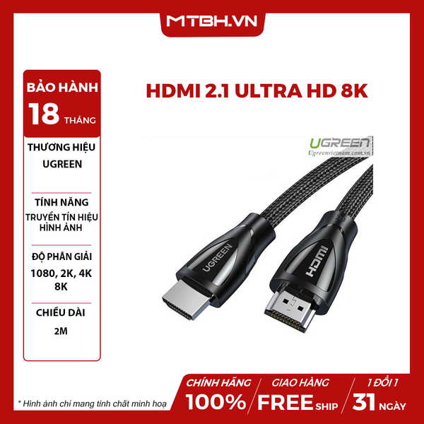 Cáp HDMI 2.1 dài 2M Ultra HD 8K @ 60Hz Ugreen 80403