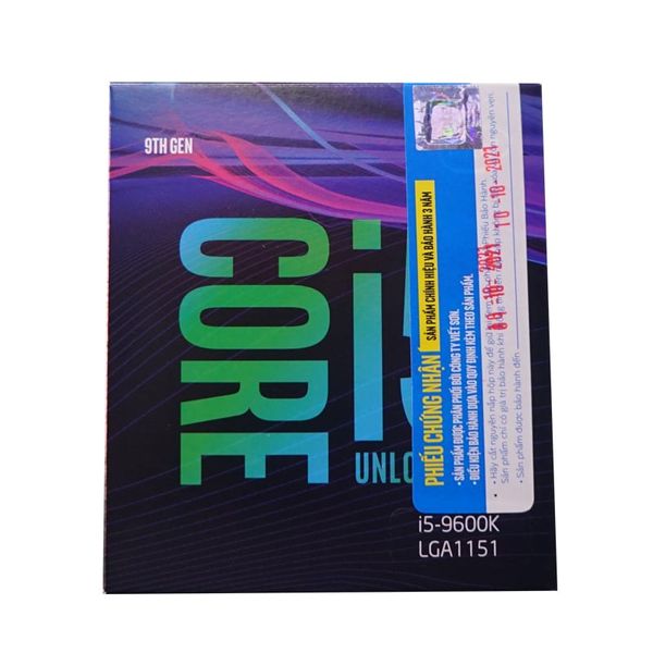 CPU CORE I5 9600K 4.6Ghz (intel thế hệ 9) SK1151 NEW