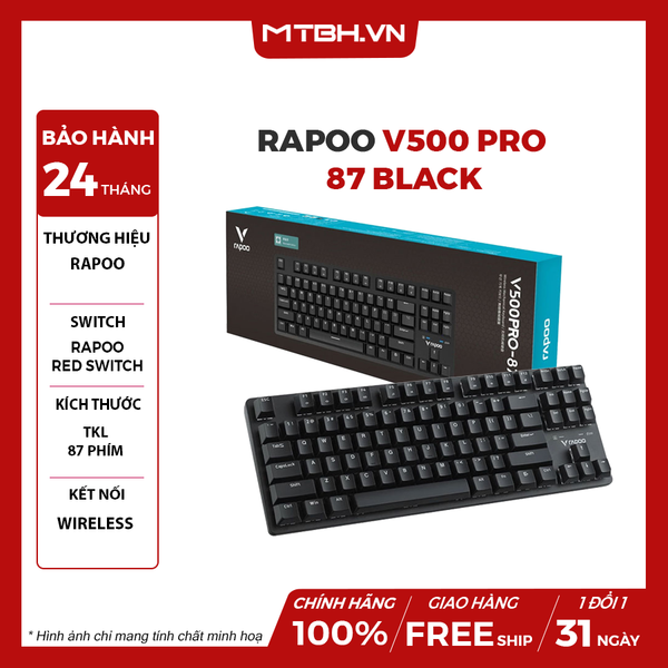 Bàn Phím Cơ Rapoo V500 Pro 87 Multi Mode Wireless Red Switch