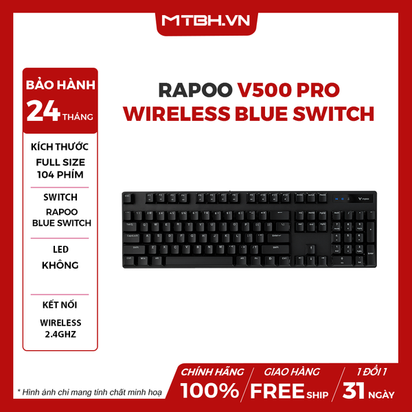 Bàn Phím Cơ Rapoo V500 Pro Wireless Blue Switch
