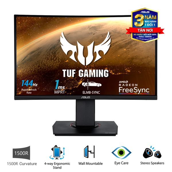 MÀN HÌNH ASUS TUF GAMING VG24VQ 24'' FHD 144HZ 1MS FREESYNC CHUYÊN GAME PSD