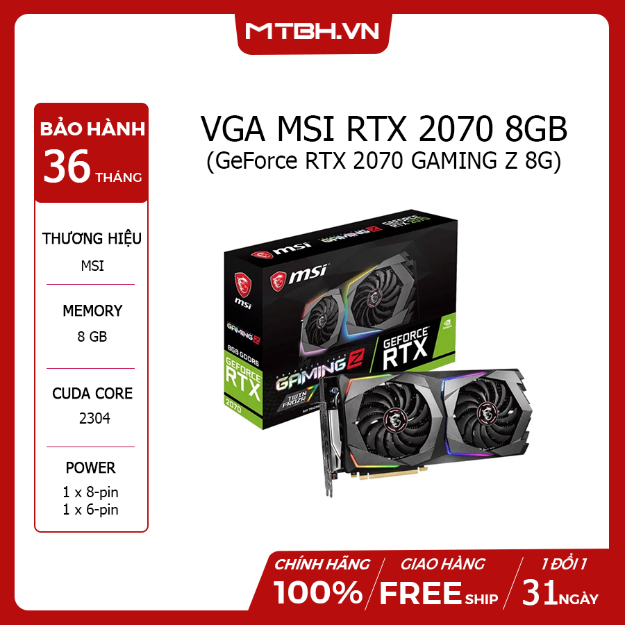 VGA MSI RTX 2070 8GB (GeForce RTX 2070 GAMING Z 8G) – Máy Tính