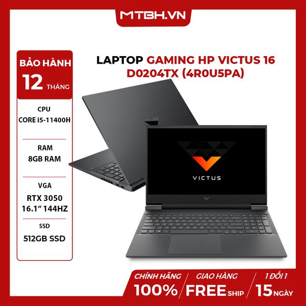 LAPTOP GAMING HP VICTUS 16-d0204TX (4R0U5PA) CORE i5-11400H | RTX3050 4GB | 8GB RAM | 512GB SSD | 16.1” IPS 144Hz | WIN 10