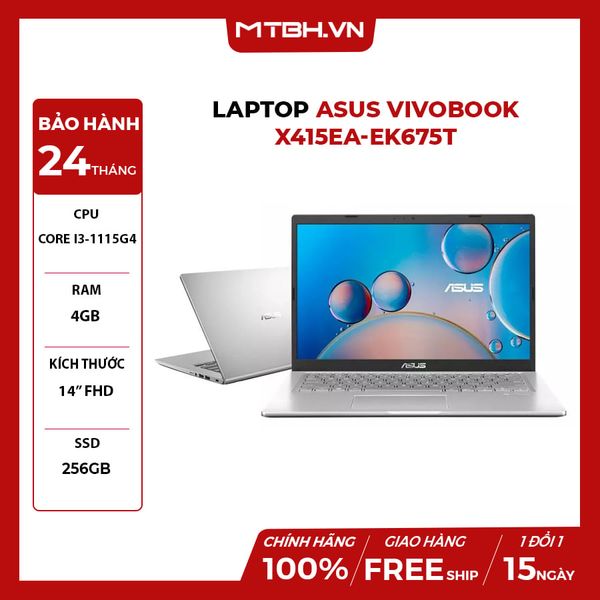 LAPTOP ASUS VIVOBOOK X415EA-EK675T CORE I3-1115G4 | 4GB RAM | 256GB SSD | 14.0
