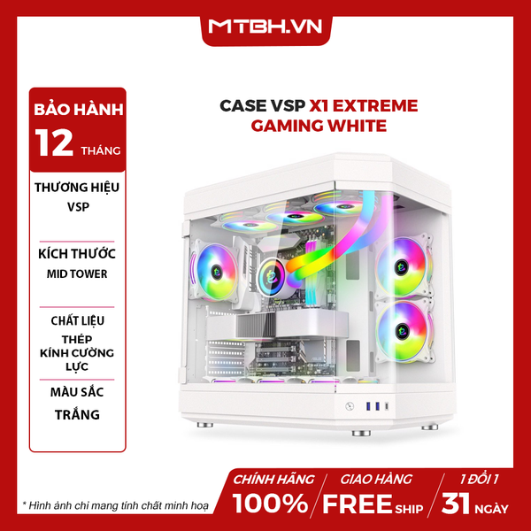 Vsp Box Case VSP X1 Extreme Gaming White – Máy Tính Biên Hòa