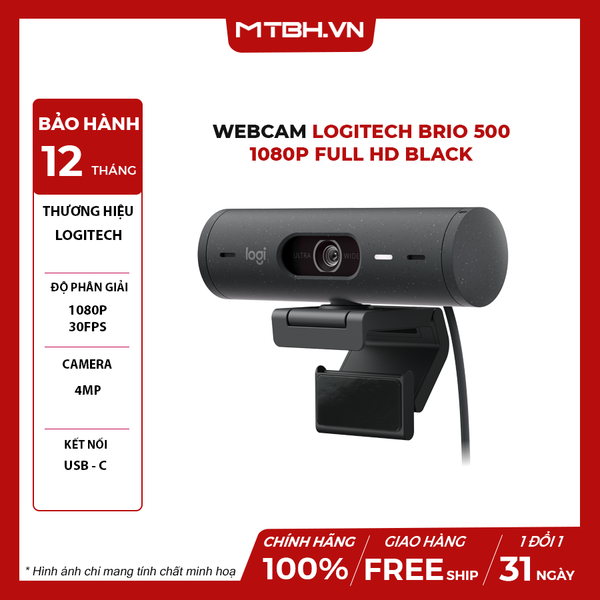 Webcam Logitech Brio 500 1080p Full HD Black