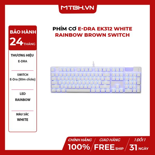 Bàn Phím Cơ E-DRA EK312 White Brown Switch